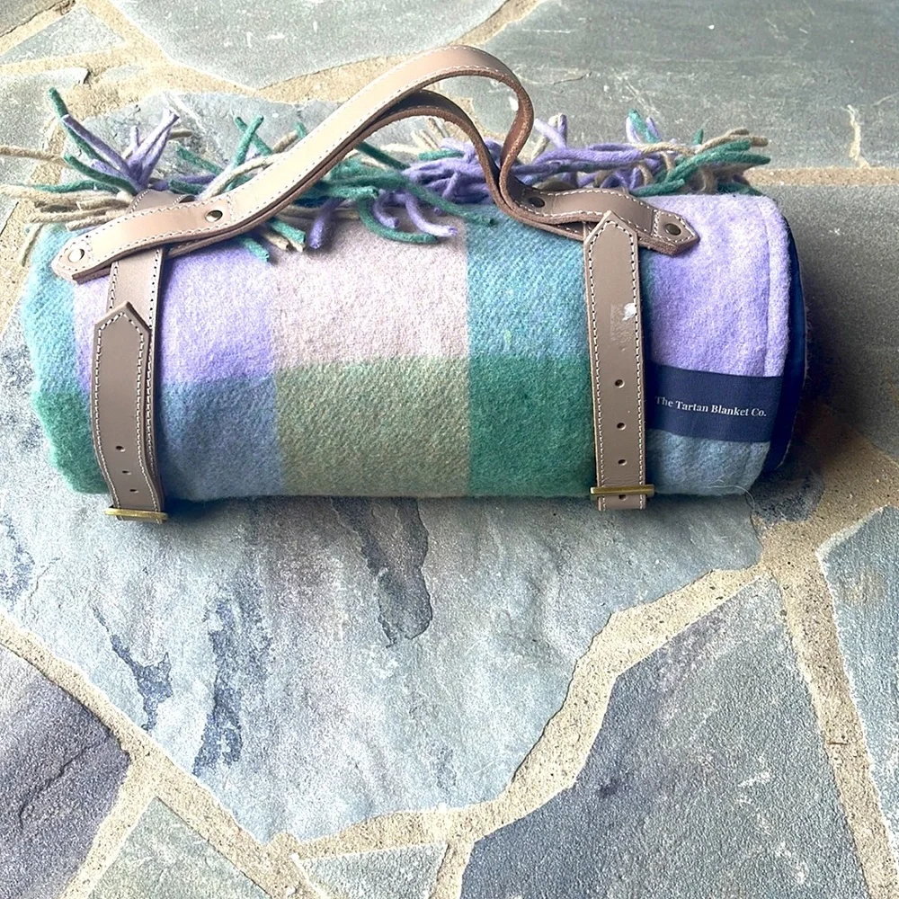 New🌟Recycled Wool Picnic Blanket in Thistle Meadow Check
